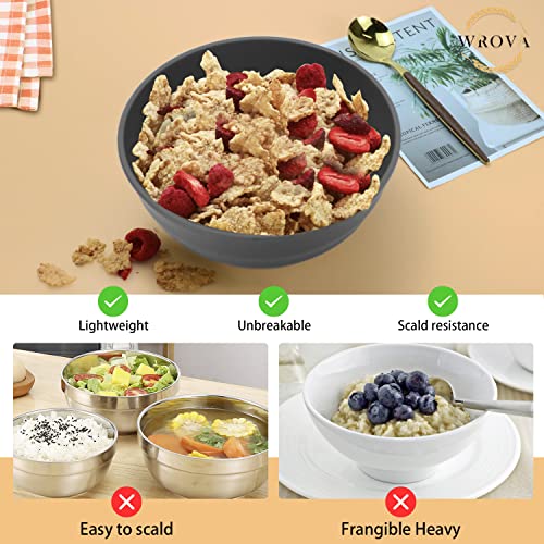 Wheat Straw Bowls Set 60 OZ Unbreakable Large Cereal Bowls Set of 6 Microwave and Dishwasher Safe Bowls Big Bowls for Apartment and Dorm BPA Free Soup Bowl for Serving Oatmeal and Salad (60 oz / Deep Grey)