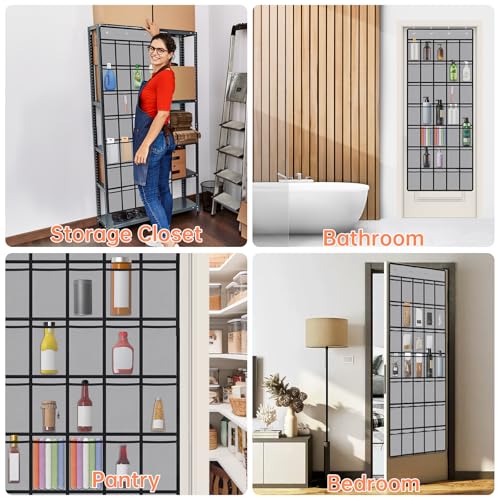 35 Pockets Door Hanging Cup Organizer Fit for Stanley Tumblers (67'' x 27.6'' / Gray)