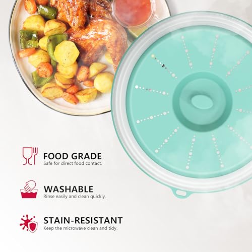 Microwave Splatter Cover Vented for Food with Hook Hole (2 packs-Mint Green / M(11"x3.26")-Pack of 2)