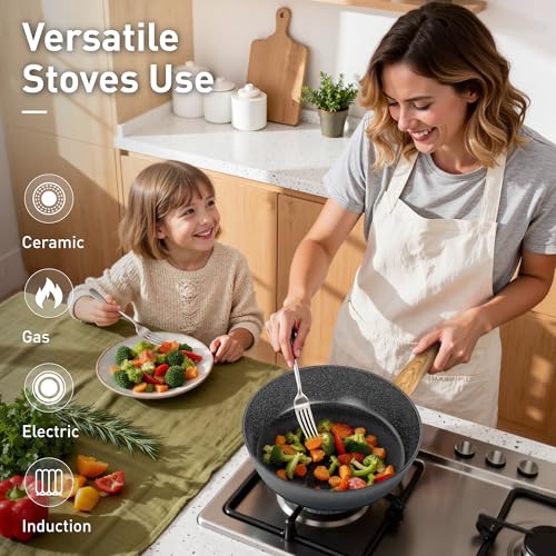 Pots and Pans Set Non Toxic (Gray / 12 Pcs Cookware Set)