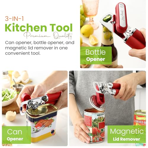 Stainless Steel Manual Can Opener with Soft Grip Handles