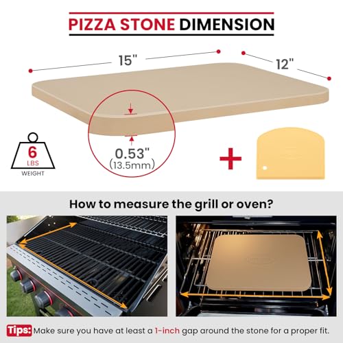 15 x 12 Inch Pizza Stone for Oven and Grill