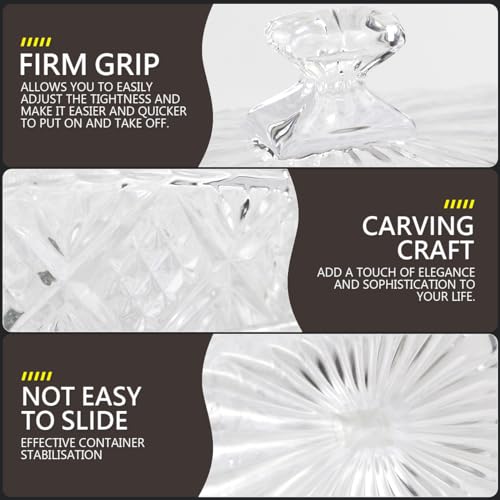 Glass Butter Dish with Lid Handle Butter Keeper Dessert Tray Cake Plate Crystal Covered Butter Dish for Home Kichen Candy