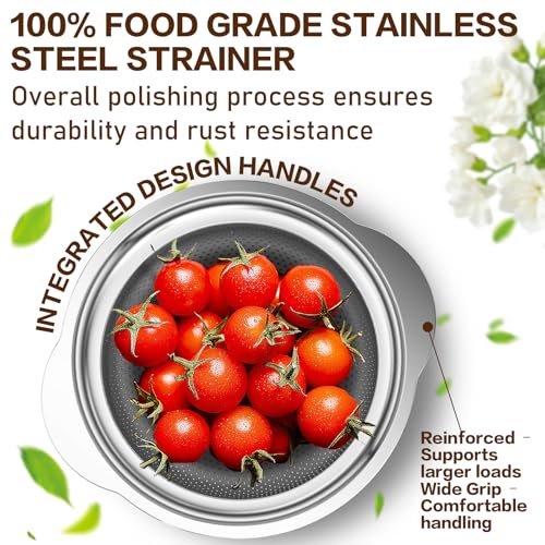 Colander Stainless Steel Colander for Kitchen (3QT)