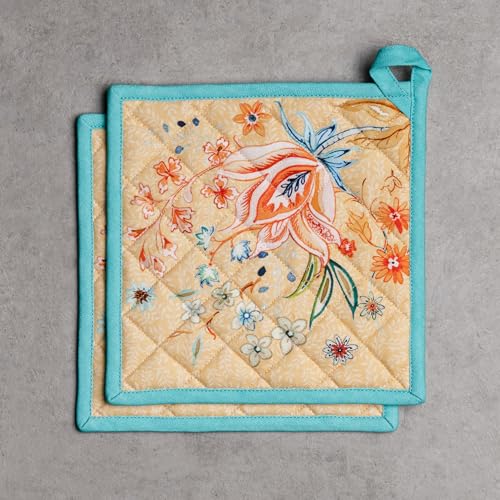 Pot Holders 100% Cotton Potholders (041 - Luxury Loft - Peach / 8" x 8" (Pot Holder Pack of 2))