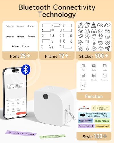 Label Maker Machine with Tape (1 Printer+1 Label Tape / White)