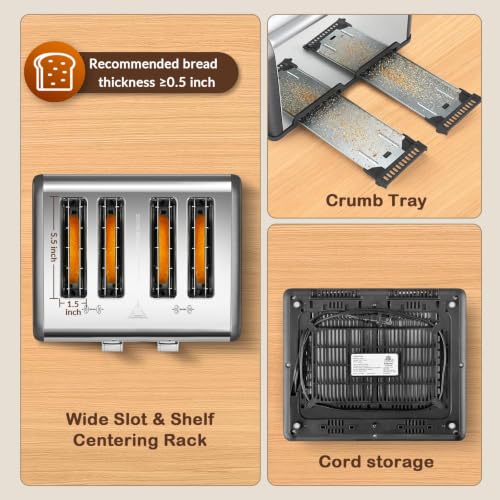 4 Slice Toaster with Touch Screen Control (Pearl Grey / 4 Slice)