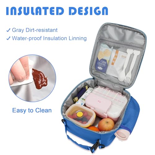 Lunch Box Kids Large Initial Insulated Lunch Bag for Girls (Blue / K)
