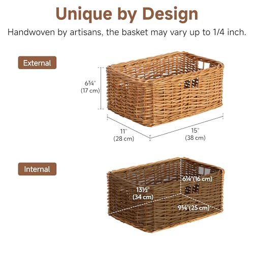 Pantry Baskets (Willow(Light Brown) / 15"L x 11"W x 6¾"H)