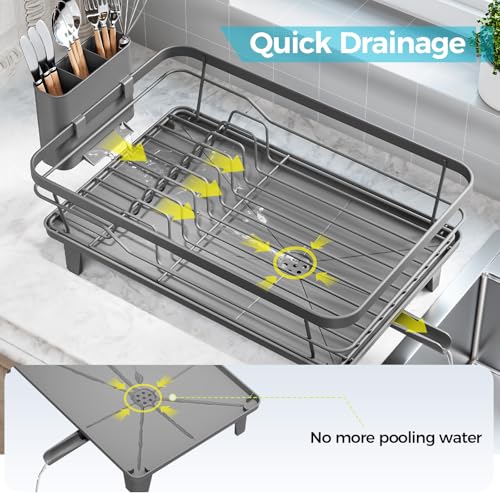 Urakify Dish Drying Rack for Kitchen Counter (Gray)