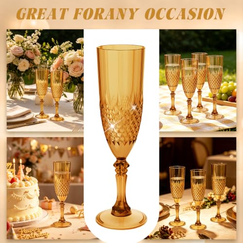 24 Pack Plastic Champagne Flutes (Amber)