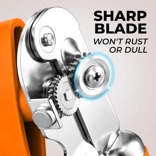 Stainless Steel Swing Open Manual Can Opener Comfortable Grip (Orange / Swing Open)