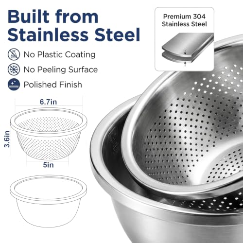 2QT Stainless Steel Colander and Mixing Bowl Set (2 Qt Stainless Steel Colander & Mixing Bowl Set)