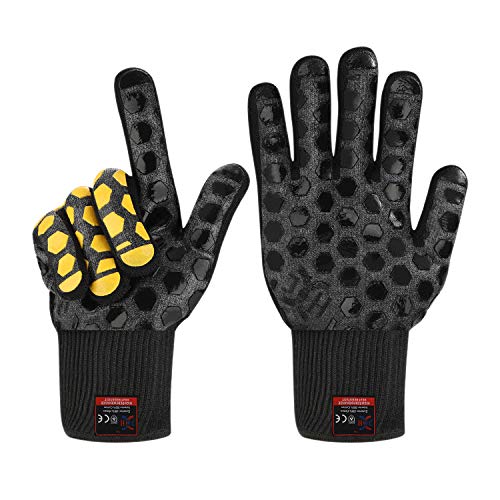 Heat Resistant Oven Glove (Black/Yellow / Regular Cuff)