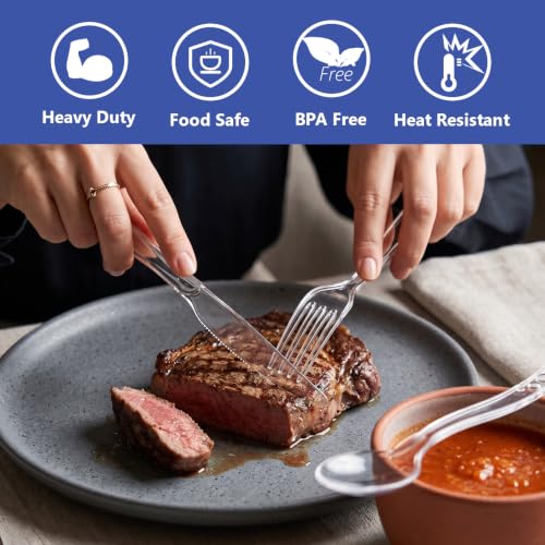 200 Count Clear Plastic Silverware Heavy Duty (Clear)