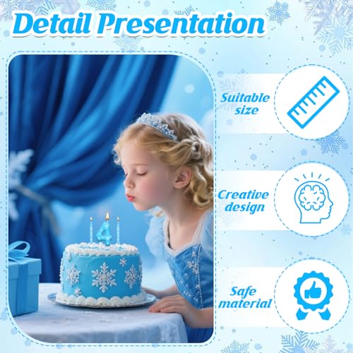13PCS Snowflake Themed Birthday Candles Number 4 Set (13 Count)