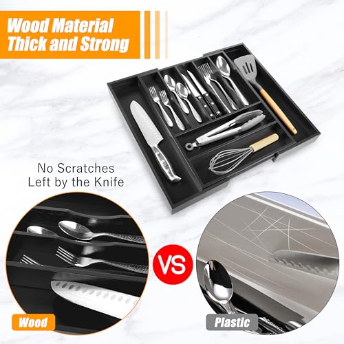 Large Premium Bamboo Silverware Organizer