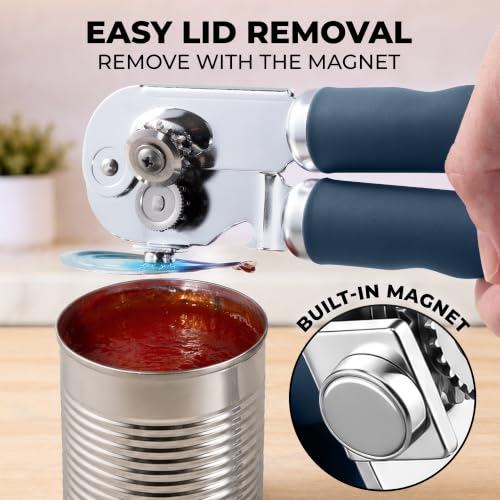 Stainless Steel Swing Open Manual Can Opener Comfortable Grip (Blue / Swing Open)