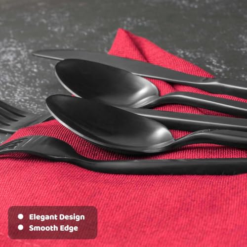 Cube 45 Piece Forged Stainless Steel Flatware Set Cutlery Set with Utensil (Black / 45 pieces for 8)
