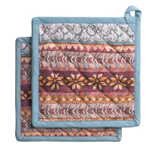 Pot Holders 100% Cotton Potholders (022 - Fair Isle / 8" x 8" (Pot Holder Pack of 2))