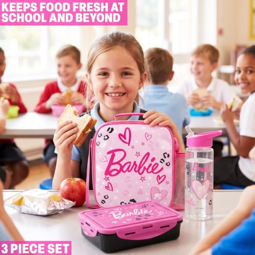 Barbie Girls Lunch Box 3Pc Set (Pink Barbie)