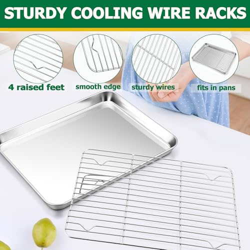 Stainless Steel Baking Sheet Pan with Rack & Mat