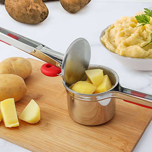 Premium Large 15oz Potato Ricer (Fixed Disc / Red & Silver)