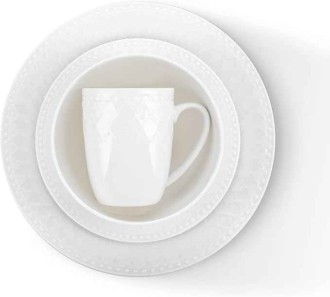 Stone Lain Alexandria 16-Piece Dinnerware Set Bone China, White