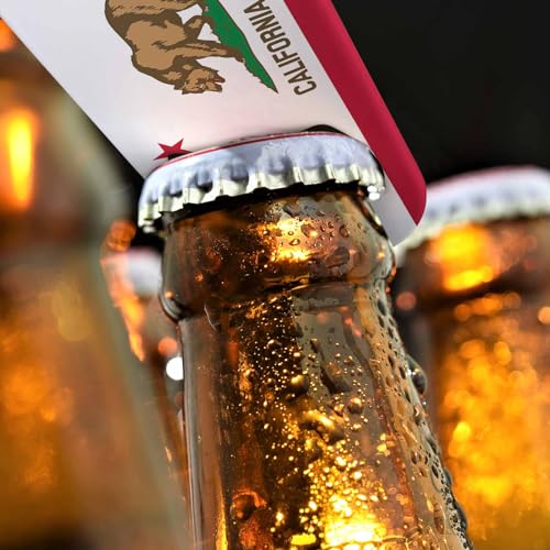 State of California Flag Stainless Steel Bottle Opener Bear National Star Insignia Landmark Flat Beer Bottle Opener Keychain for Home Kitchen Bar Restaurant Party Birthday Gift (State of California Flag)