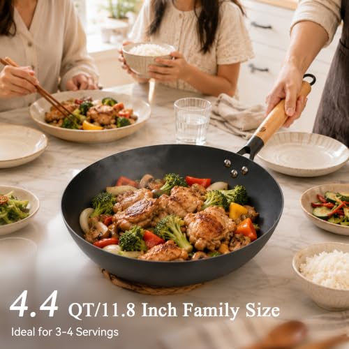 11.8" High Purity Iron Wok Pan (11.8 Inch Flat Bottom)