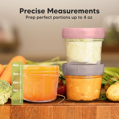 12pk 4oz Glass Baby Food Containers with Lids (12-pk 4 Ounce / Roseate)