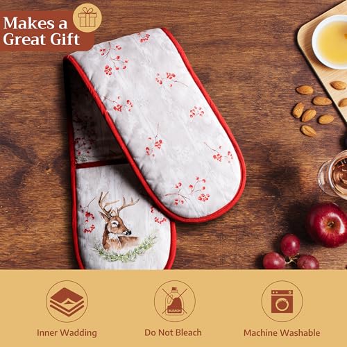 Double Oven Mitts 100% Cotton Double Oven Glove (091 - Mountain Life / 7" x 35" (Double Oven Mitt))