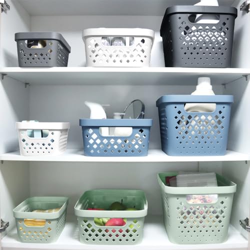 Plastic Storage Basket Set (Marina Blue / 2 Gallon)