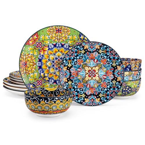 12 Pieces Dinnerware Sets (Service for 4 (12 Pcs) / Bohemian Style)