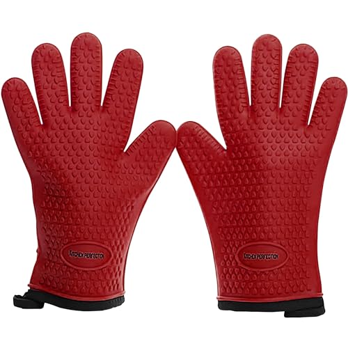 XL Silicone Smoker BBQ Gloves (Royal Red / X-Large)