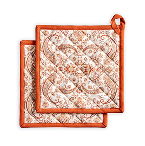 Pot Holders 100% Cotton Potholders (059 - Cachemire / 8" x 8" (Pot Holder Pack of 2))
