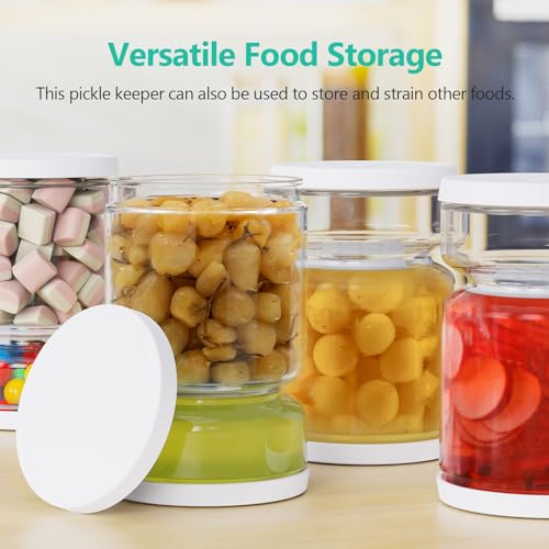 Glass Pickle Container with Strainer (White)