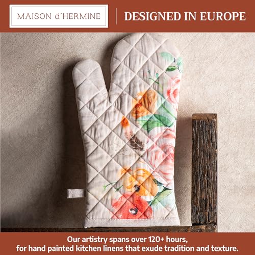 Maison d'Hermine Oven Gloves 100% Cotton Oven Mitt (065 - Ibiza - Beige / 7.5" x 13" (Oven Mitt))