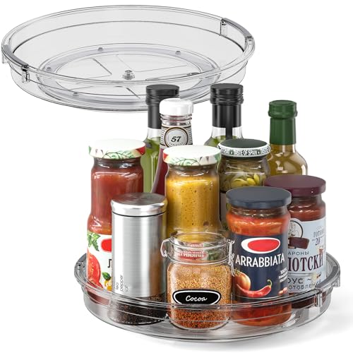 2 Pack 10.6in Lazy Susan Organizer Turntable for Cabinet (Gray / 10.6 inch)