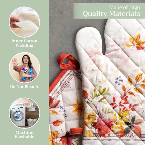 100% Cotton Oven Mitt & Pot Holder Set (056 - Amarante / 7.5" x 13" & 8" x 8" (Oven Mitt & Pot Holder))