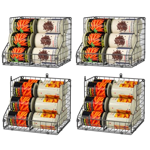 4 Pack Stackable Can Organizer for Pantry with Adjustable Dividers (4 Count)