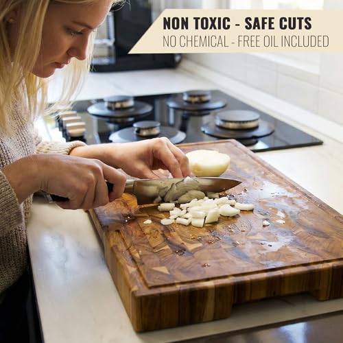 XXL Teak Wood Cutting Board for Kitchen (Teak Wood / 24"L x 15"W)