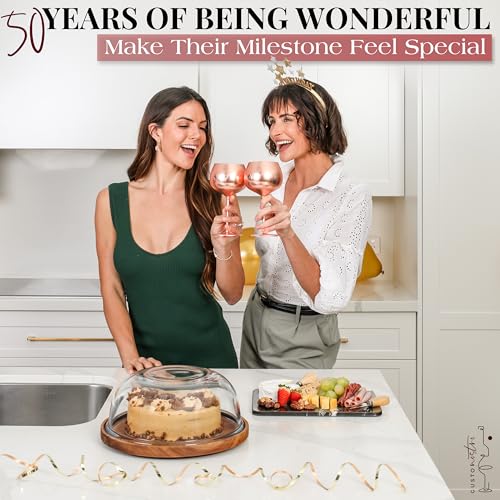 50th Birthday Wine Glass (50th / Rose Gold)