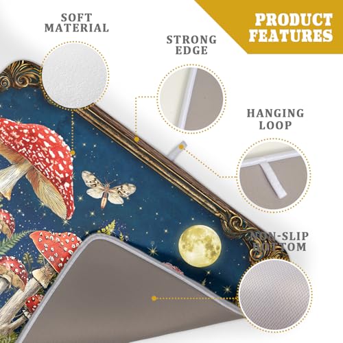 Mushroom Dish Drying Mat Absorbent Dish Drainer for Coffee Bar Kitchen Counter (Funny Mushroom 829 / 24" x 18")