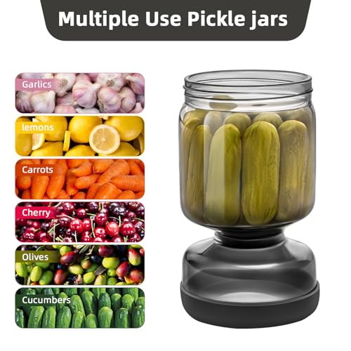 Pickle Jar with Strainer Flip (34oz Smoky Grey Pickle jar)