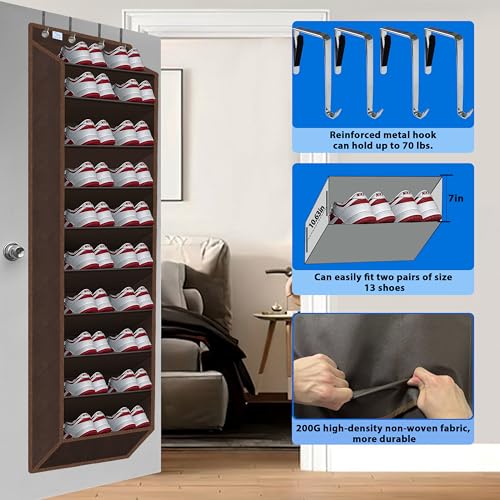 10 Tiers Shoe Organizer for Closet (Coffee)