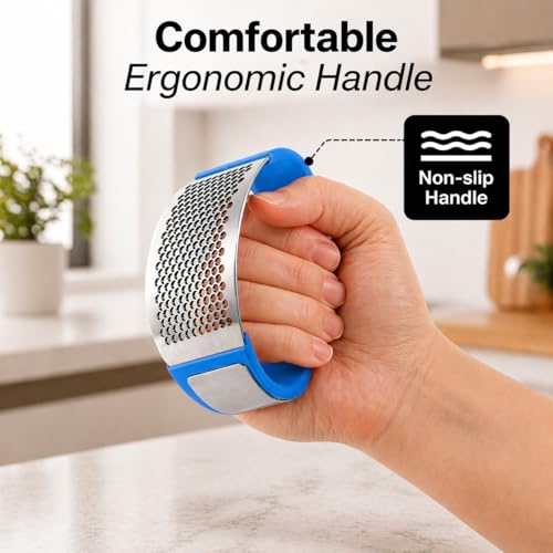 Stainless Steel Garlic Press Rocker Set (Blue)