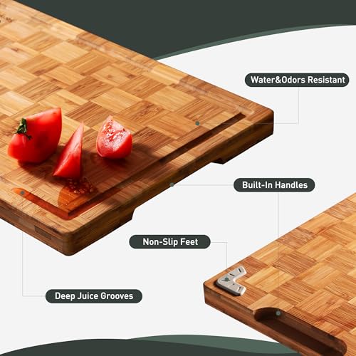 Bamboo Cutting Board 16'' Wood Wooden Cutting Boards for Kitchen Chopping (16*11 in)