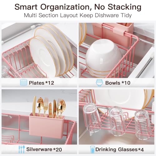 Pink Dish Drying Rack in Sink (Pink / For 12"-30"w Sink)