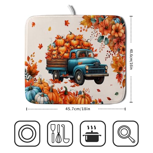 Truck Absorbent Dish Drying Mat (Fall Truck 605 / 18" x 16")